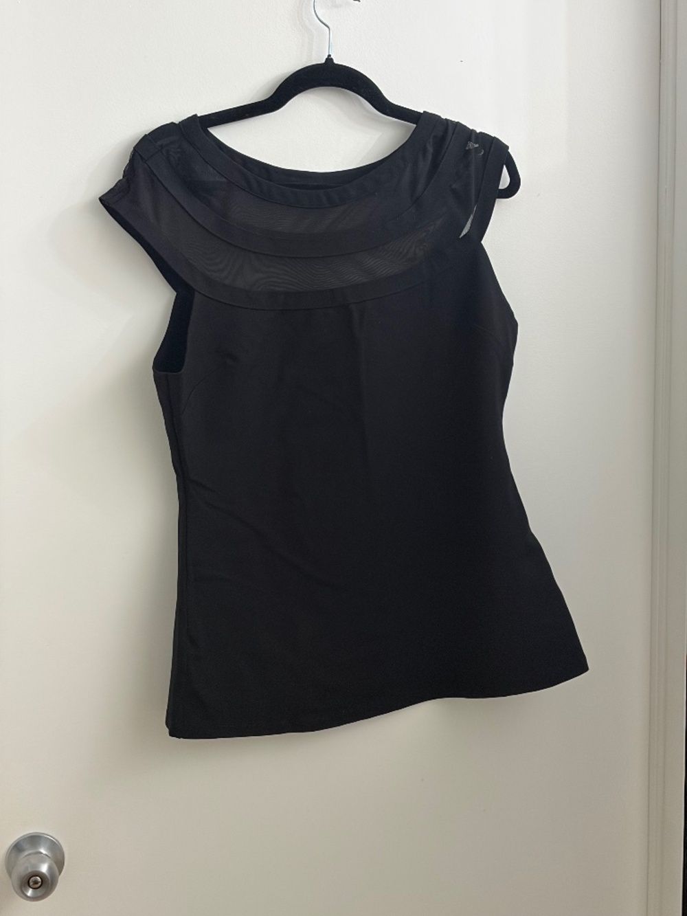 Black Mesh collar top